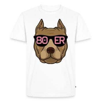 80's dog pink retro outfit clothes gift - Men's Premium Organic T-Shirt - white - Front - Nico (187cm)