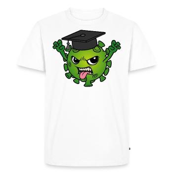 Mascotte de remise des diplômes Corona virus Chapeau de médecin Devise - T-shirt Premium bio Homme - blanc - Devant - Nico (187cm)