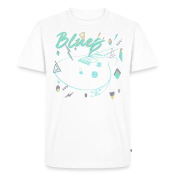 Croquis vert néon vintage de guitare blues - T-shirt Premium bio Homme - blanc - Devant - Nico (187cm)