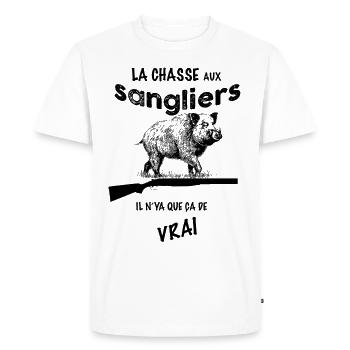 Chasse de sanglier - T-shirt Premium bio Homme - blanc - Devant - Nico (187cm)