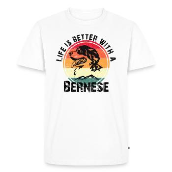 Life is better with a bernese - Men's Premium Organic T-Shirt - white - Front - Nico (187cm)