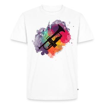 Trompette colorée - design stylé pour les musiciens - T-shirt Premium bio Homme - blanc - Devant - Nico (187cm)