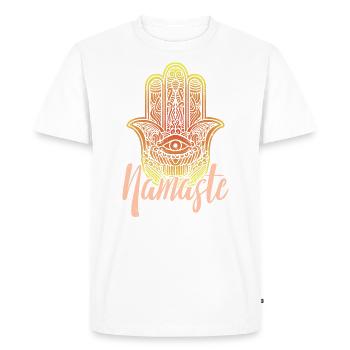 Hamsa Fatima Main Maléfique Namaste spirituel - T-shirt Premium bio Homme - blanc - Devant - Nico (187cm)