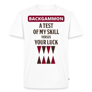 Backgammon Player Board Game Funny Sayings Gift - Men's Premium Organic T-Shirt - white - Front - Nico (187cm)