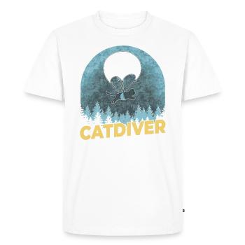 Catdiver - Chat drôle de parachutiste - T-shirt Premium bio Homme - blanc - Devant - Nico (187cm)