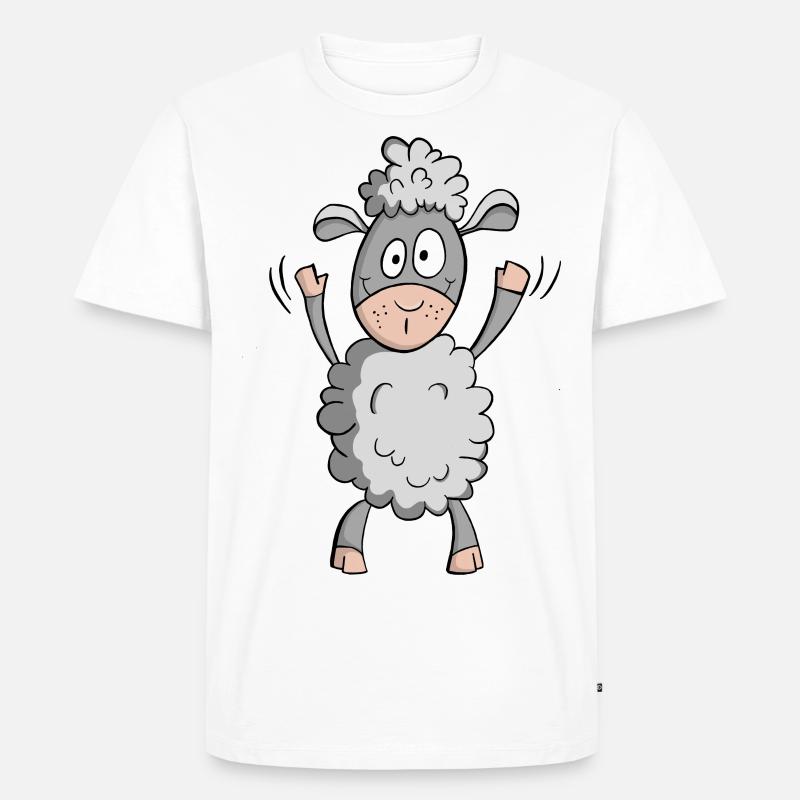 Süßes lustiges Schaf… Comic Geschenk - Männer Premium Bio T-Shirt - Weiß
