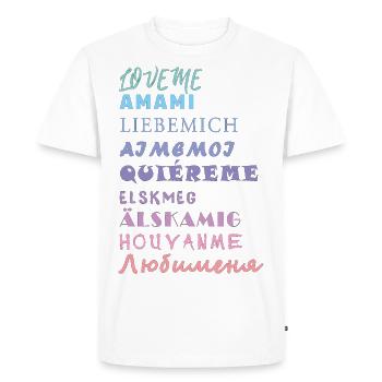 L’AMOUR - T-shirt Premium bio Homme - blanc - Devant - Nico (187cm)