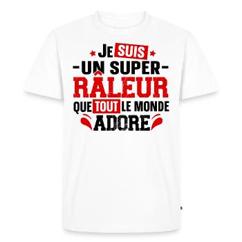 Râleur Grincheux Grognon Cadeau homme - T-shirt Premium bio Homme - blanc - Devant - Nico (187cm)