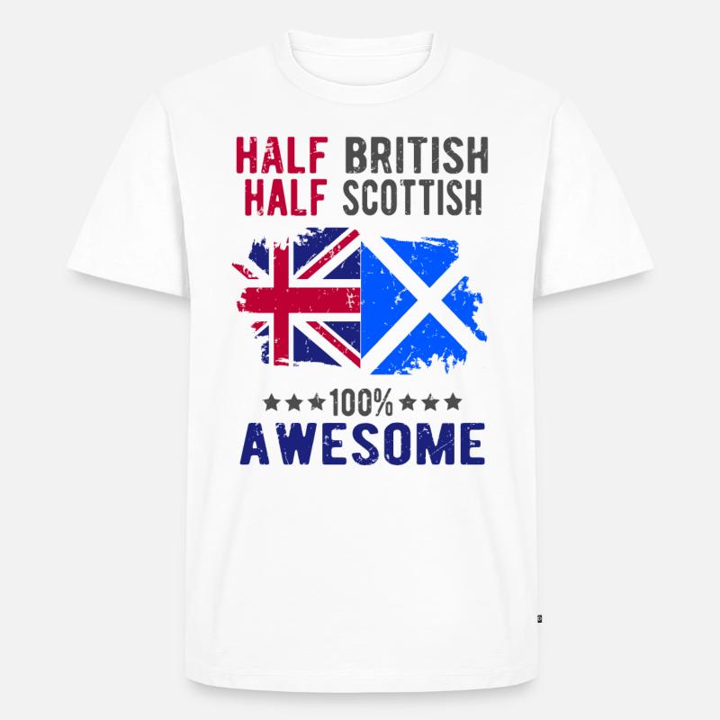 Halb Brite Halb Schotte - Männer Premium Bio T-Shirt - Weiß