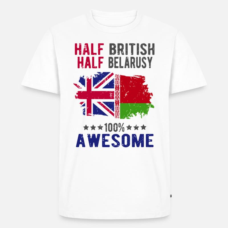Halb Brite Halb Belarusse - Männer Premium Bio T-Shirt - Weiß
