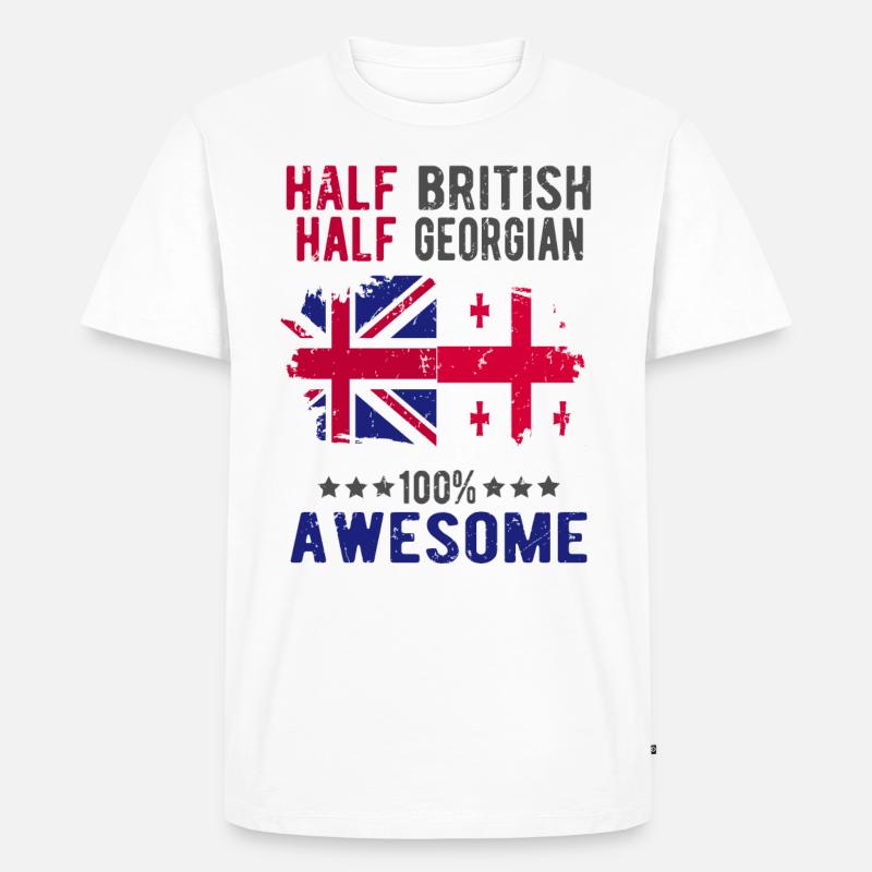 Halb Brite Halb Georgier - Männer Premium Bio T-Shirt - Weiß