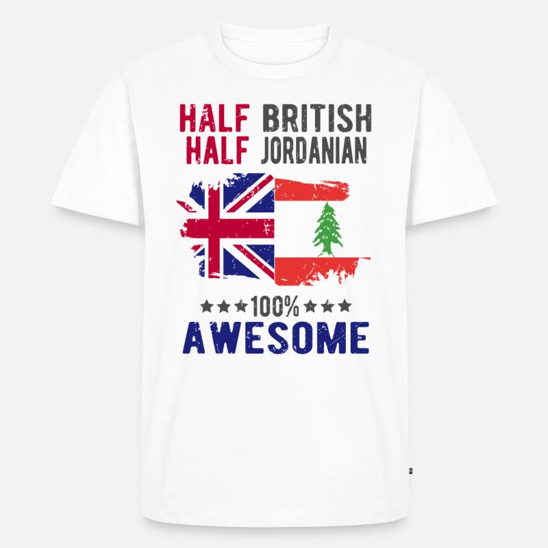 Halb Brite Halb Jordanier - Männer Premium Bio T-Shirt - Weiß