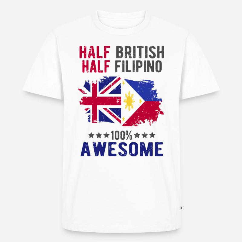 Halb Brite Halb Philippiner - Männer Premium Bio T-Shirt - Weiß