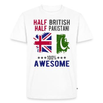 Moitié Britannique Moitié Pakistanais - T-shirt Premium bio Homme - blanc - Devant - Nico (187cm)