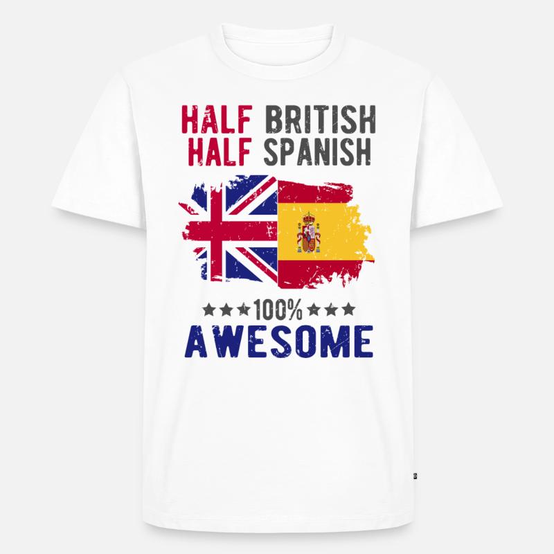 Halb Brite Halb Spanier - Männer Premium Bio T-Shirt - Weiß
