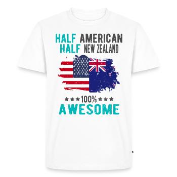 Moitié américain moitié néo-zélandais - T-shirt Premium bio Homme - blanc - Devant - Nico (187cm)