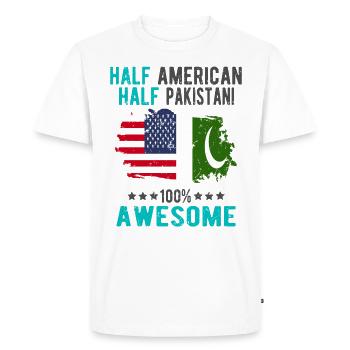 Moitié américain moitié pakistanais - T-shirt Premium bio Homme - blanc - Devant - Nico (187cm)