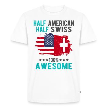 Moitié américain moitié suisse - T-shirt Premium bio Homme - blanc - Devant - Nico (187cm)
