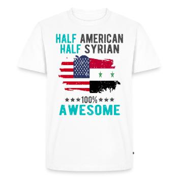 Half American Half Syrian - Men's Premium Organic T-Shirt - white - Front - Nico (187cm)