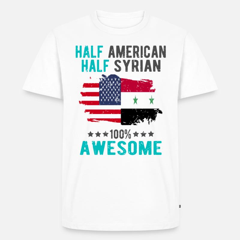 Halb Amerikaner Halb Syrier - Männer Premium Bio T-Shirt - Weiß