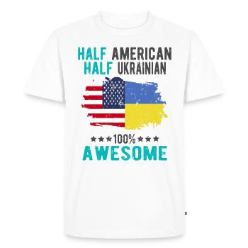 Moitié américain moitié ukrainien - T-shirt Premium bio Homme - blanc - Devant - Nico (187cm)
