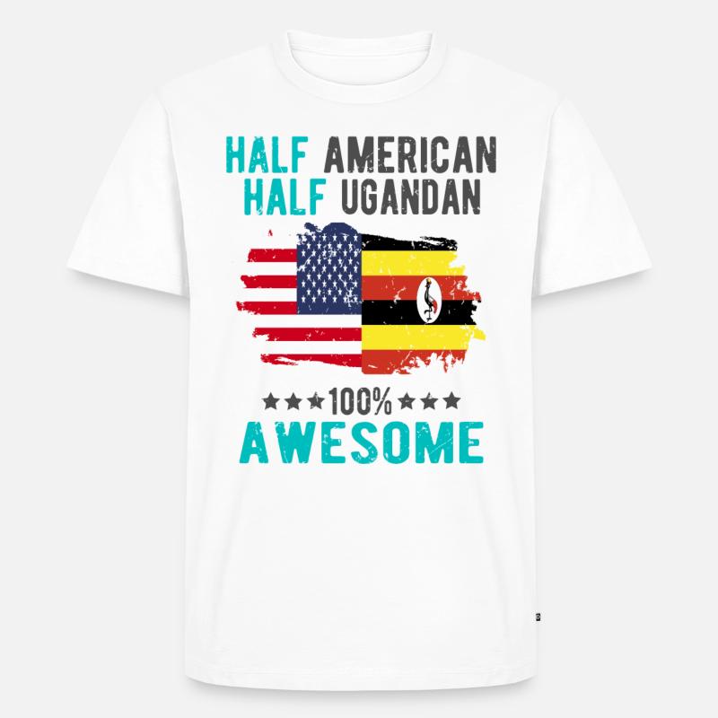 Halb Amerikaner Halb Ugander - Männer Premium Bio T-Shirt - Weiß
