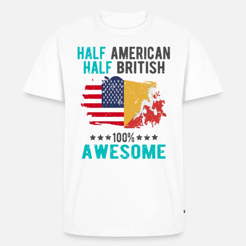 Halb Amerikaner Halb Brite - Männer Premium Bio T-Shirt - Weiß