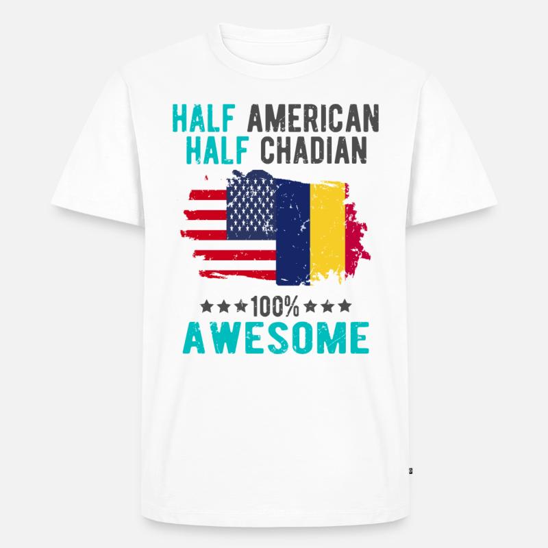 Halb Amerikaner Halb Tschader - Männer Premium Bio T-Shirt - Weiß