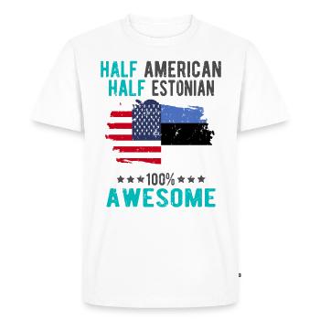 Moitié américain moitié estonien - T-shirt Premium bio Homme - blanc - Devant - Nico (187cm)