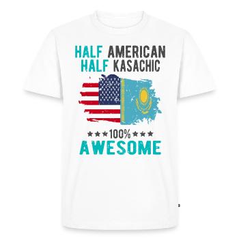 Moitié américain moitié kazakh - T-shirt Premium bio Homme - blanc - Devant - Nico (187cm)
