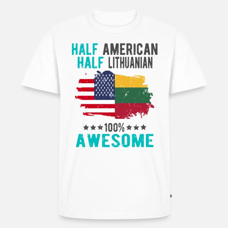 Halb Amerikaner Halb Litauer - Männer Premium Bio T-Shirt - Weiß