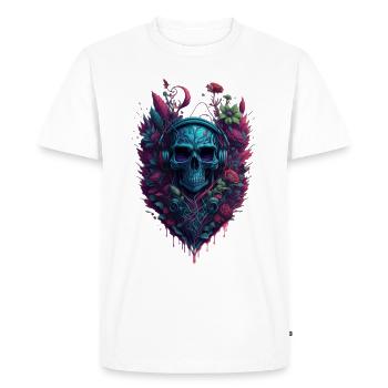 Crâne, Musique Rock, Crâne, Fleurs - T-shirt Premium bio Homme - blanc - Devant - Nico (187cm)