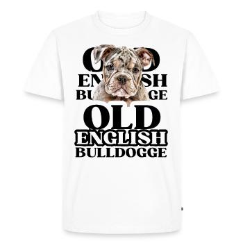 OLD ENGLISH BULLDOG Chien Chiens Bouledogue - T-shirt Premium bio Homme - blanc - Devant - Nico (187cm)
