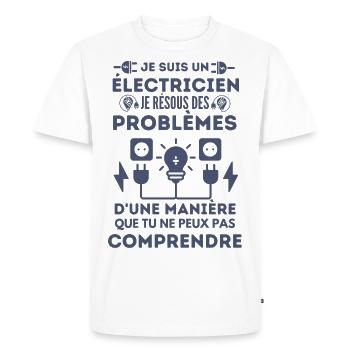 Je suis électricien 1 - T-shirt Premium bio Homme - blanc - Devant - Nico (187cm)