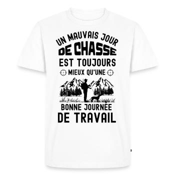 Chasseur jour de chasse - T-shirt Premium bio Homme - blanc - Devant - Nico (187cm)