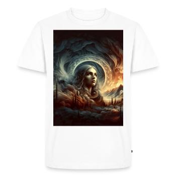 Femme dans les cercles de nuages - T-shirt Premium bio Homme - blanc - Devant - Nico (187cm)