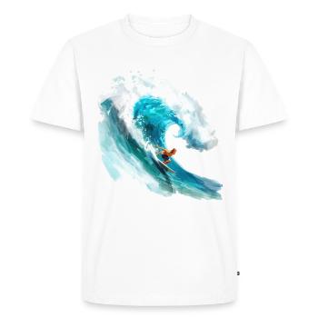 Surfeur surfant sur une grosse vague en 2D - T-shirt Premium bio Homme - blanc - Devant - Nico (187cm)