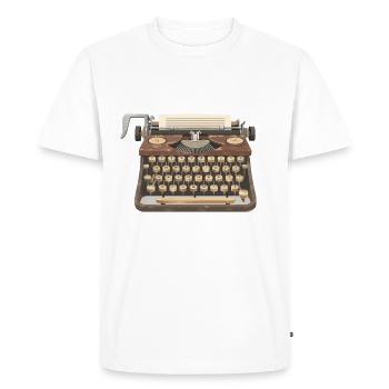 Vintage typewriter with paper in 2D illustration - Men's Premium Organic T-Shirt - white - Front - Nico (187cm)