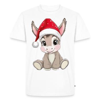 Âne Noël mignon mignon Noël Noël - T-shirt Premium bio Homme - blanc - Devant - Nico (187cm)