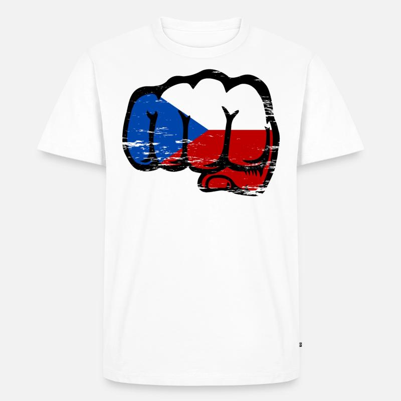 Tschechien Faust Flagge used - Männer Premium Bio T-Shirt - Weiß