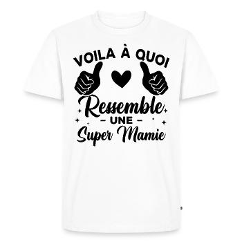 Voilà à quoi ressemble une super mamie - T-shirt Premium bio Homme - blanc - Devant - Nico (187cm)