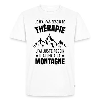 J'ai juste besoin d'aller à la Montagne Humour - T-shirt Premium bio Homme - blanc - Devant - Nico (187cm)