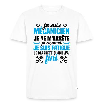 Je suis mécanicien je ne m'arrête humour cadeau - T-shirt Premium bio Homme - blanc - Devant - Nico (187cm)