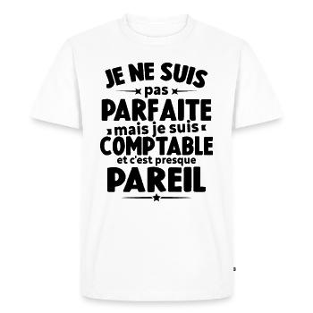 Pas parfaite mais je suis comptable humour cadeau - T-shirt Premium bio Homme - blanc - Devant - Nico (187cm)