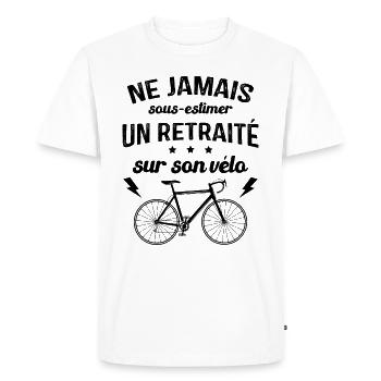 Un Retraité Sur Son Vélo Humour Retraite Cycliste - T-shirt Premium bio Homme - blanc - Devant - Nico (187cm)