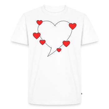 Bulle de dialogue avec des cœurs - T-shirt Premium bio Homme - blanc - Devant - Nico (187cm)