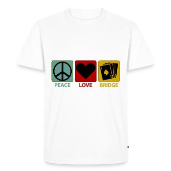 Joueur de bridge Fille Joueur de bridge Paroles de paix - T-shirt Premium bio Homme - blanc - Devant - Nico (187cm)