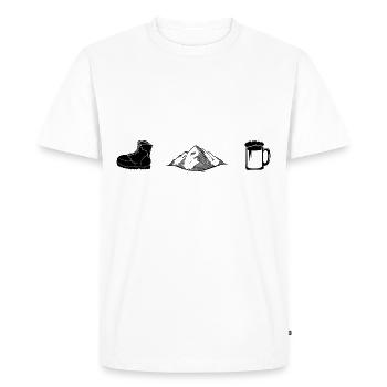 Hiking, mountains, beer - - Men's Premium Organic T-Shirt - white - Front - Nico (187cm)
