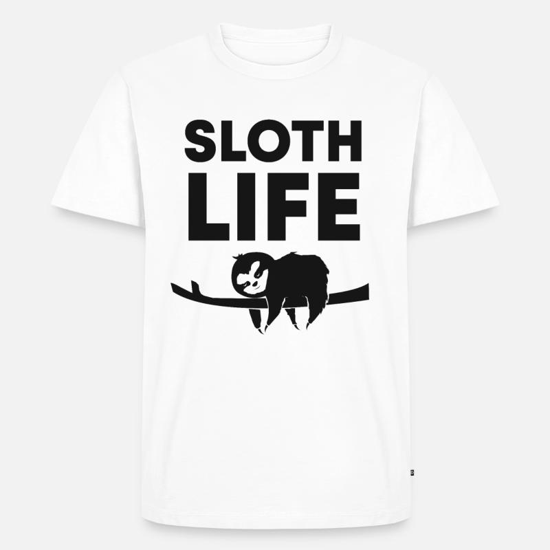 Faultier Sloth Life - Männer Premium Bio T-Shirt - Weiß