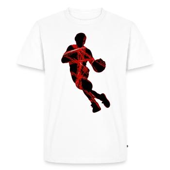 Basket- joueur de basket- joueur de basket- - T-shirt Premium bio Homme - blanc - Devant - Nico (187cm)